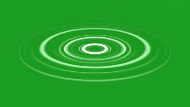Glowing Green Circular Ripple Effect on Green Screen Background. 4k Footage Greenscreen Video