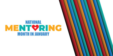 National Mentoring Month vector template. Empowering Futures and Inspiring Growth with Mentorship and Support Graphics. background, banner, card, poster design.	