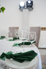 Table setting for event in bright indoor space