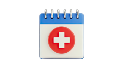 Medical Calendar with Cross Symbol on White Background