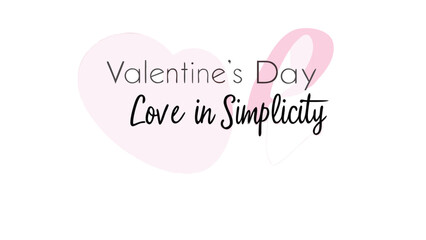 Valentine's day love concept with simple calligraphy text in elegant black font on a soft pink heart background