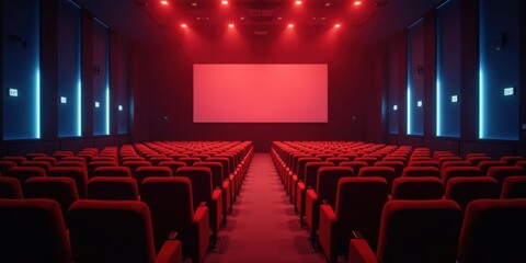 Fototapeta premium Empty Auditorium Row Seating Hall Ready Presentation Before The Event