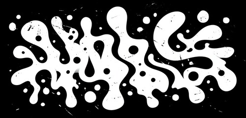 Abstract Shapes on Black Background: A bold, graphic artwork featuring an intricate arrangement of organic shapes in stark white against a deep black background.