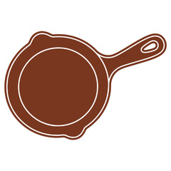 Brown Cast Iron Skillet Icon Illustration for Cooking and Kitchen Design