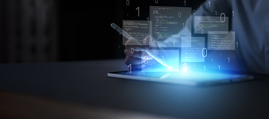 Programming Dashboard Displaying Multiple Code Blocks on Digital Screen.