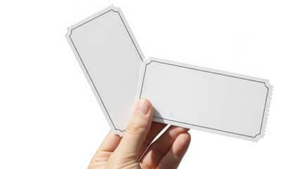 Hand holding two blank tickets