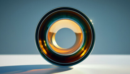 objet verre anneau abstrait r&eacute;flexion jaune bleu minimaliste studio