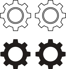 four Gear outline solid icon set