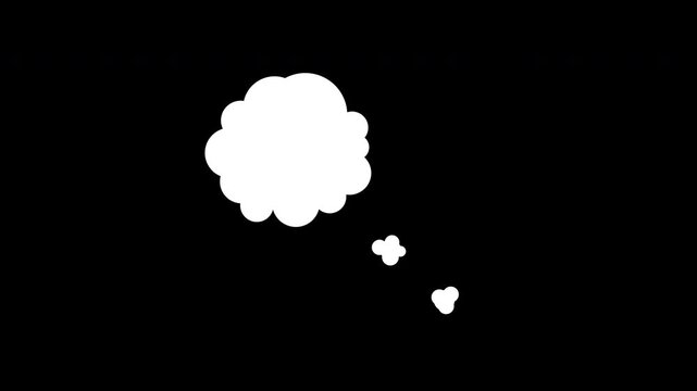 Thinking Bubble or Dynamic fast thought bubble animation with transparent alpha channel background, 4K video.