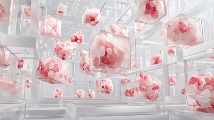 Abstract 3D Composition of Soft Shapes in Transparent Cubes