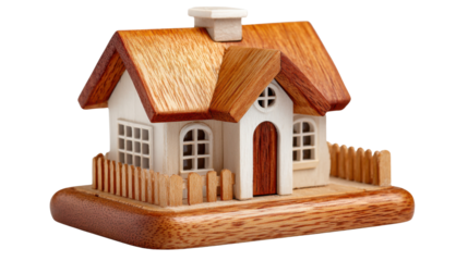 Cozy wooden Home Miniature: A charming, meticulously crafted miniature wooden house, capturing the essence of home with its warm inviting design and detailed features.