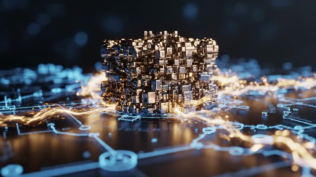 Abstract Data Structure Forming With Energy Pulses in Futuristic Style