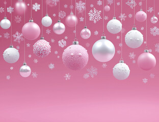 Metallic decorations hang in neat row conveying refined glamorous seasonal atmosphere.,