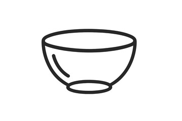 Simple black outline drawing of an empty kitchen bowl or serving dish for food preparation