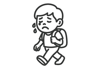 Obraz premium Distressed young school child walking slowly and shedding tears with a heavy school bag