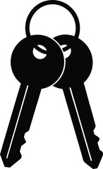 Two Keys on a Ring Black and White Illustration