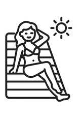 Woman relaxing on a lounge chair enjoying the sun during summer vacation