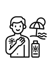 Person applying sunscreen lotion for skin care and UV protection at the beach