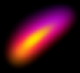 Diagonal neon gradient oval shape shining on black