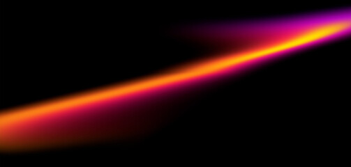 Diagonal sharp neon beam glow line in darkness