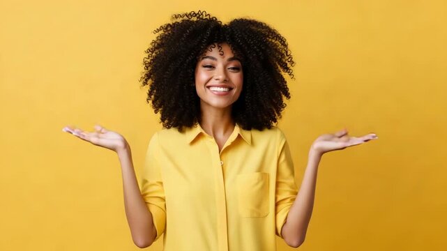 young woman with arms outstretched