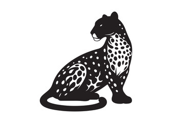 leopard logo silhouette vector design, panther logo silhouette illustration, leopard silhouette logo vector animals, big cat silhouette cheetah wild animal logo silhouettes vector on white background
