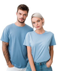 Fototapeta premium Fashionable Ensemble: A stylish pair exudes confidence and individuality, showcasing contemporary apparel, perfect for lifestyle and retail promotions. 