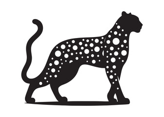 leopard logo silhouette vector design, panther logo silhouette illustration, leopard silhouette logo vector animals, big cat silhouette cheetah wild animal logo silhouettes vector on white background