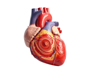 Human heart anatomical model cross section isolated on transparent background
