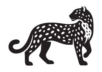 leopard logo silhouette vector design, panther logo silhouette illustration, leopard silhouette logo vector animals, big cat silhouette cheetah wild animal logo silhouettes vector on white background