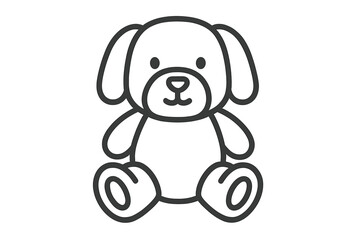Obraz premium Cute sitting puppy dog character in simple black and white outline style for children