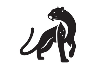 leopard logo silhouette vector design, panther logo silhouette illustration, leopard silhouette logo vector animals, big cat silhouette cheetah wild animal logo silhouettes vector on white background