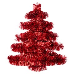 Festive Red Tinsel Christmas Tree Decoration for Holiday Cheer.