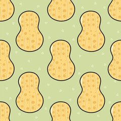 Peanut pattern with hearts on green background