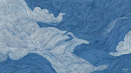 Flowing Lines in Azure: An abstract artistic exploration showcasing dynamic, swirling forms. This image captures the essence of movement and the ethereal beauty of a dreamlike scape.