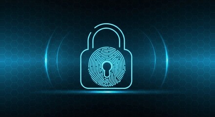 Digital Fingerprint Lock Biometric Cybersecurity Data Protection Technology Concept.