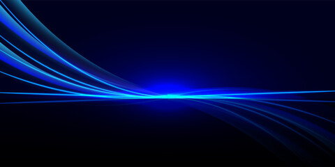 Abstract scene elegant blue light lines on dark background
