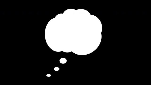 Animation of Thinking cartoon cloud bubble sketch doodle.  Space for text, banner. 4K video.