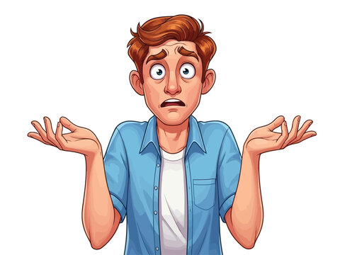 Vector illustration of a cartoon illustration of a man with red hair looking confused and unsure