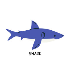 Fototapeta premium Sea animal vector illustration. Marine life cartoon element. Cute shark in doodle style for posters, nurseries, educational materials, stickers, labels