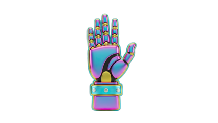 Futuristic Robot Hand Gesturing Stop on White Background