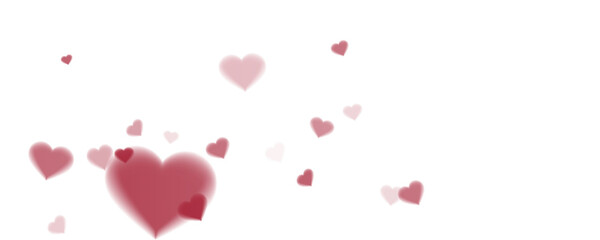 Beautiful background of hearts for mother's day, birthday, valentine's day. Romantic design element about love, blurred hearts on transparent background, vector, png.	
