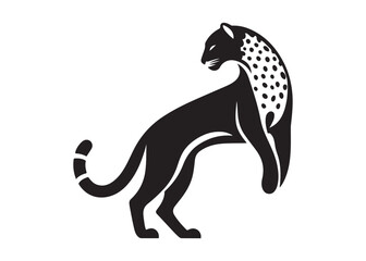 leopard logo silhouette vector design, panther logo silhouette illustration, leopard silhouette logo vector animals, big cat silhouette cheetah wild animal logo silhouettes vector on white background © Adobe design