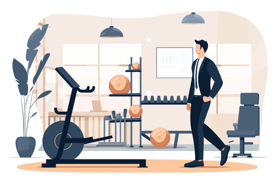 man in business suit exercise in gym isolated