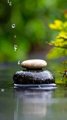 Zen Stones and Water Droplets - A Moment of Tranquility.