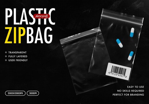Packaging Plastic Zip Bags Mockup