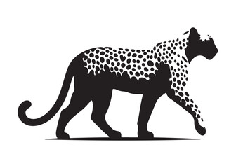 leopard logo silhouette vector design, panther logo silhouette illustration, leopard silhouette logo vector animals, big cat silhouette cheetah wild animal logo silhouettes vector on white background © Adobe design