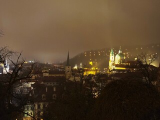 night panorama of prague capital czechia