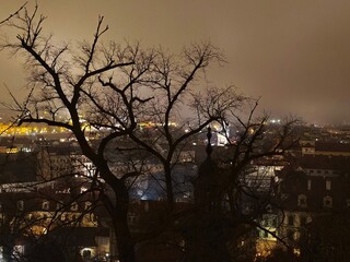 night panorama of prague capital czechia