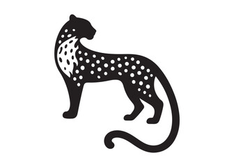 leopard logo silhouette vector design, panther logo silhouette illustration, leopard silhouette logo vector animals, big cat silhouette cheetah wild animal logo silhouettes vector on white background